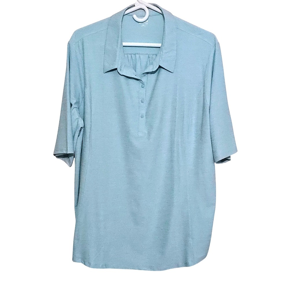 Duluth Trading Co Womens XXL Blue Short Sleeve‎ Collared Shirt Jersey Outdoor